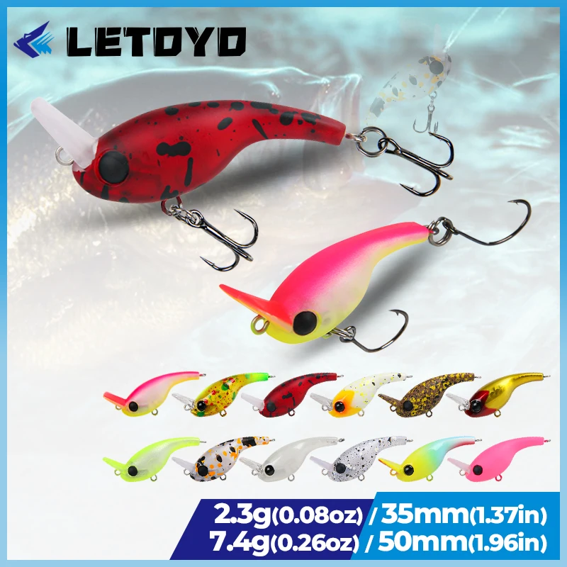 LETOYO 35mm 2.3g/50mm 7.4g Micro Minnow Fishing Lure Mini Crankbait Slow Sinking Wobblers For Trout Bass Fishing Lures