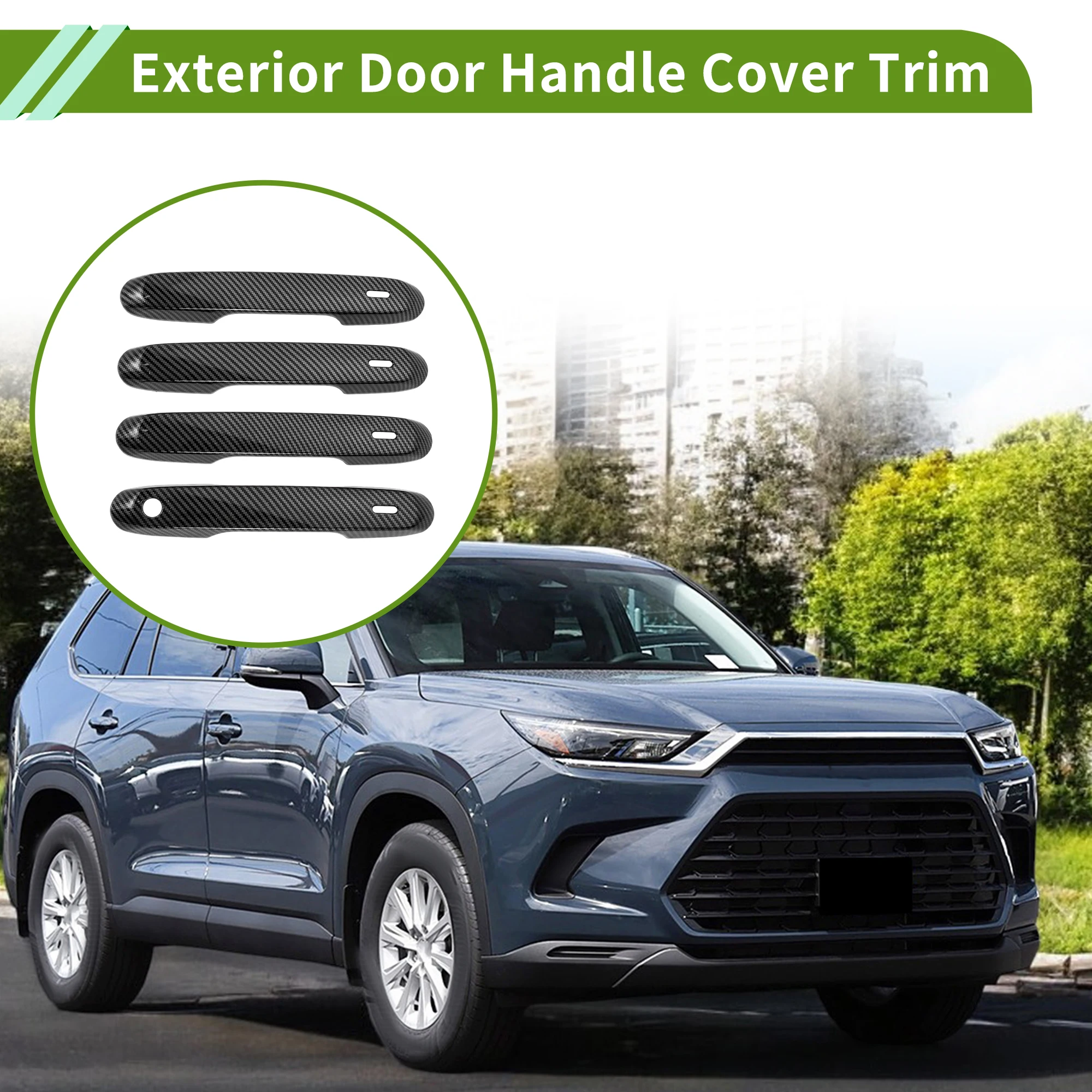 

Накладки на внешние ручки дверей UXCELL для Toyota Grand Highlander 2024-2025, черные, под карбон, 1 комплект