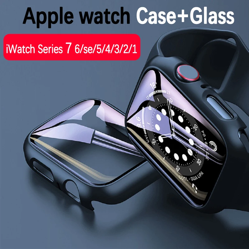 Glass+Cover For Apple Watch Case 45MM 41MM 44mm 40mm 42mm 38mm iWatch Series 8 SE 7 5 4 3 6 bumper+Screen Protector Accessories