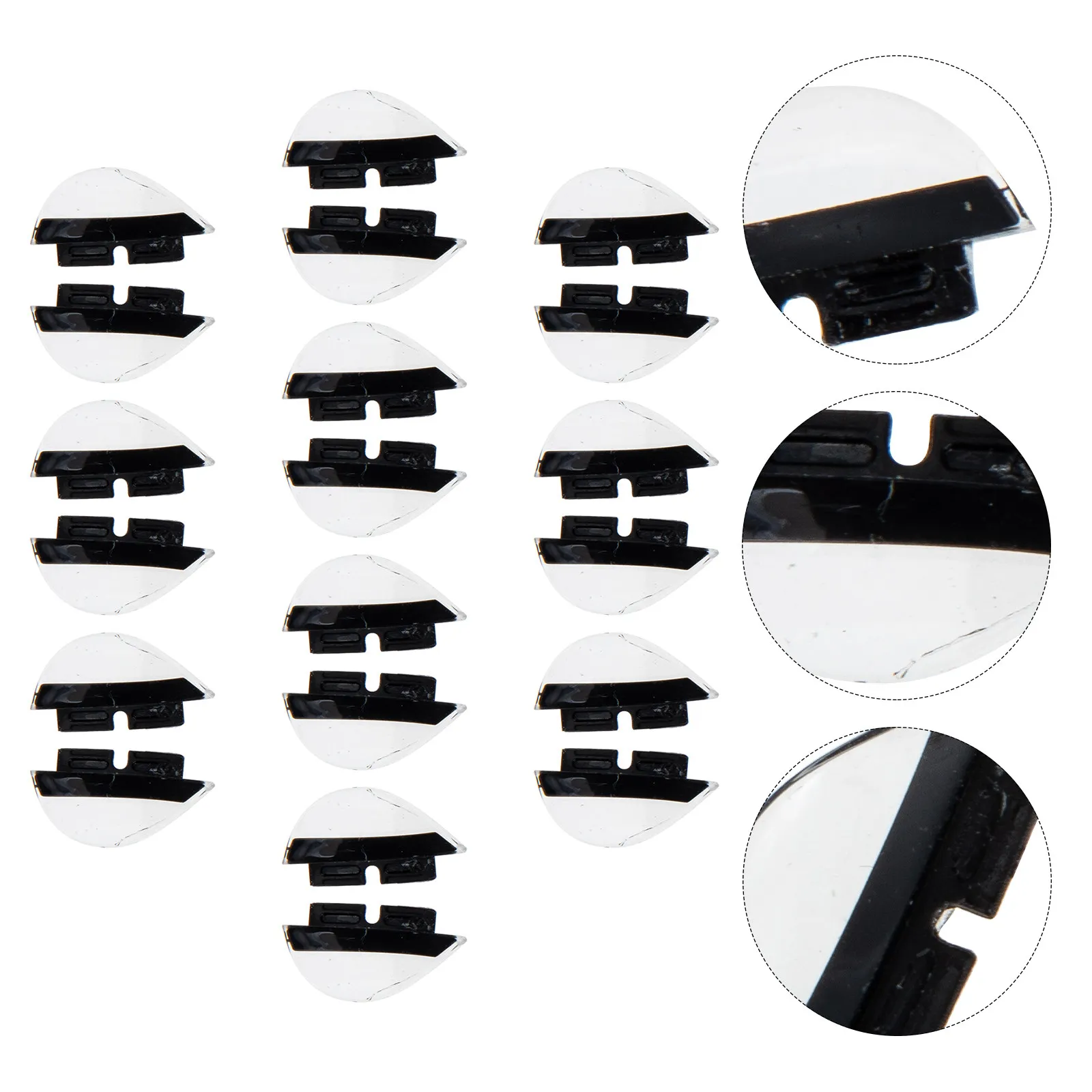 

10Pairs Silicone Nose Pads for Glasses Non-Slip Supple Eyeglass Nose Supports Plug-in Replacement Parts Comfort Fit for Flat