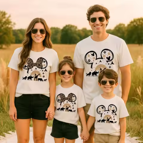 2026 Disney Safari Kingdom 2d Cotton T-Shirt Summer Breathable Family T-Shirt Clothing Harajuku Parents And Children Clothing