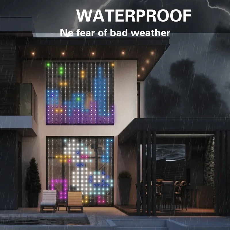 スマートカーテンledストリングライトusb-5v-室内-屋外-庭-クリスマスデコレーションガーランドフェアリーライトdiyテキストパターン表示