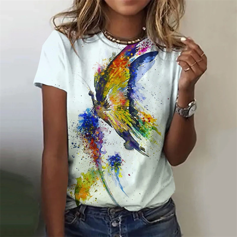 Summer Flower Print Summer Women's T-shirt O-neck Short Sleeve Street Cool Tops Tees Women's Oversized Clothing Casual Top