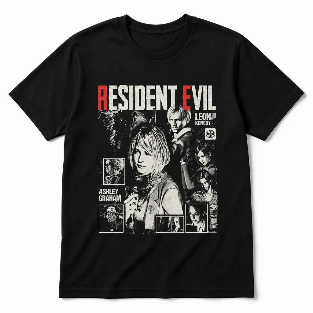 Residents Evils Leon Kenedy Vintage Men Retro T Shirt 100% Cotton Clothing Fun Short Sleeve Tee Gift T-Shirts