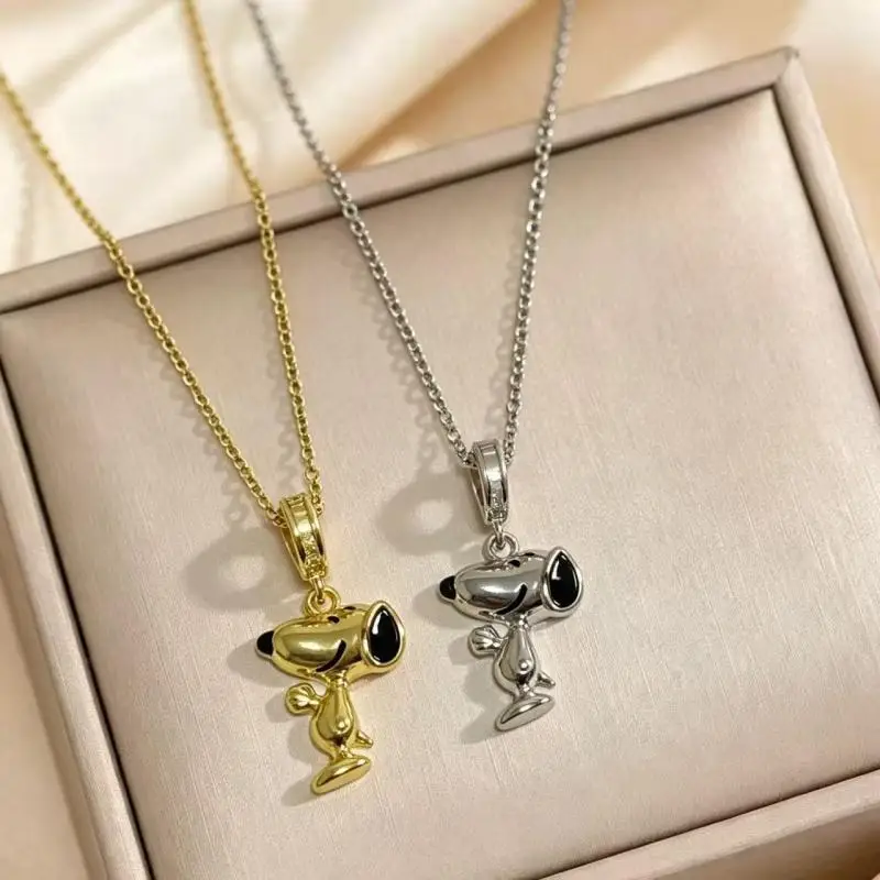 New Snoopy Fist Theme Series Necklace Kawaii Clavicle Chain Cartoon Girl Clothing Versatile Pendant Sweater Chain Holiday Gift