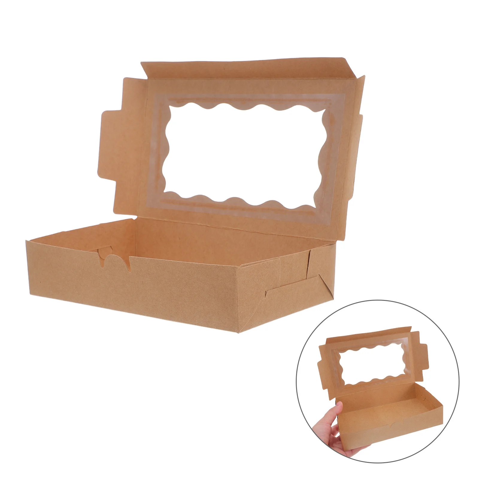 Cajas de papel Kraft para repostería, 50 Uds., ventana transparente, embalaje de postre para panadería, galletas, macarrones de Chocolate, Muffins, Donut, Mini pastel
