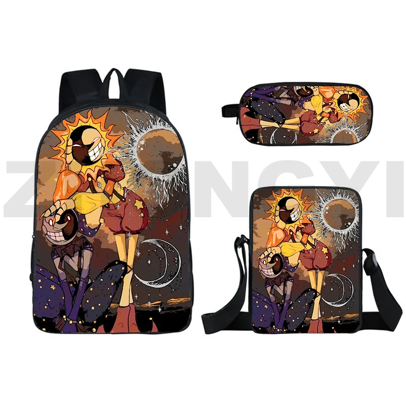 

Vintage Anime Fnaf Sundrop Moondrop 3D Backpack Women Men Laptop Sports Travel Bagpack 3 in 1 Cute Cartoon School Bags Pen Case