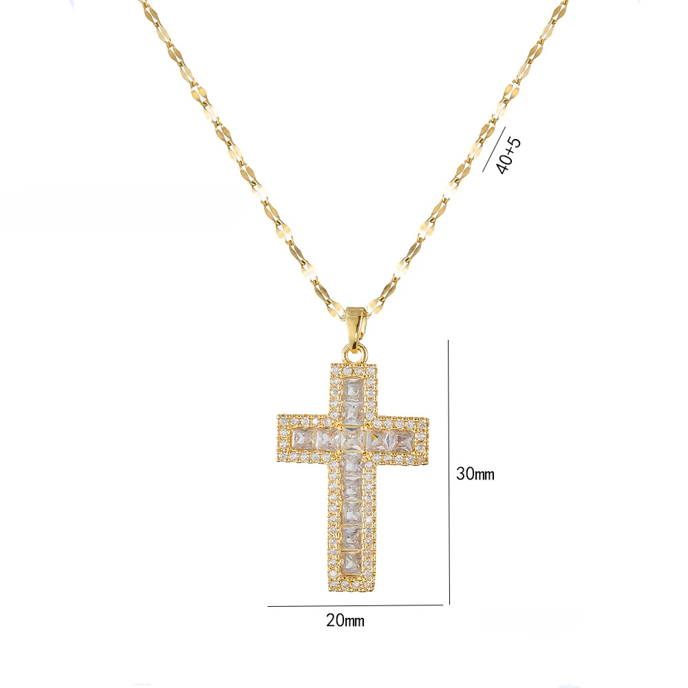 Fashionable Colorful Sacred Cross Pendant Necklace Gives Women A Sense of Light Luxury and Niche Design