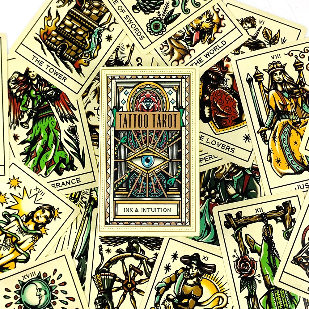 売れ筋タトゥータロットカード 78枚のタロットデッキ PDFガイドブック 未来占い ボードゲーム 家族の集まり カードゲーム