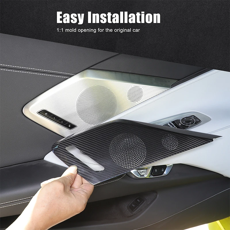 

For Chevrolet Corvette C8 Z51 Z06 Stingray 2020+ Car Interior Door Speaker Cover Decoration Trim Dry Carbon Fiber Accessories