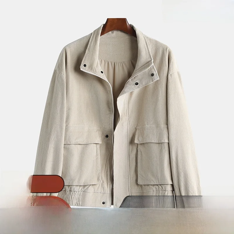 

Men's Casual ort Corduroy Jaet Loose Fit Square Collar Color Commute Sle Winter Outerwear Youth Faion Cotton Blend