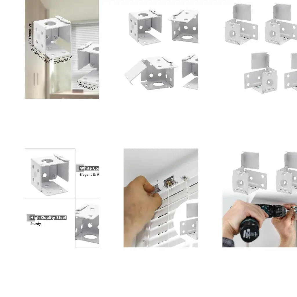 Set Of 4 Blinds Brackets Metal Mounting Brackets for 1 Inches Window Blinds