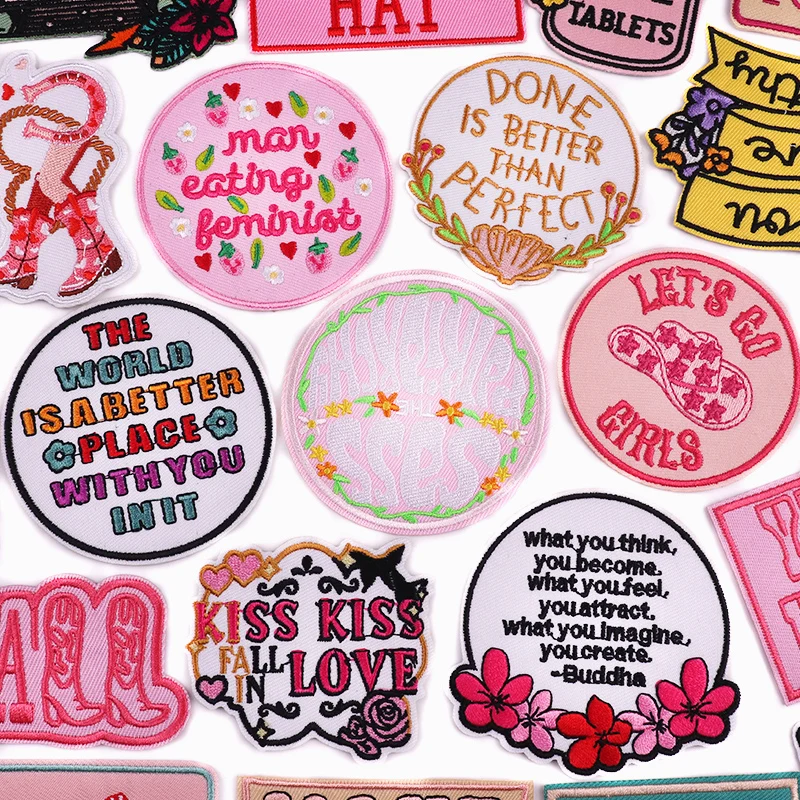 Cartoon/Letter Slogan Patch Cowgirl Hat Embroidered Patch Iron On Patches For Clothing thermoadhesive Jackets Backpack Sew DIY