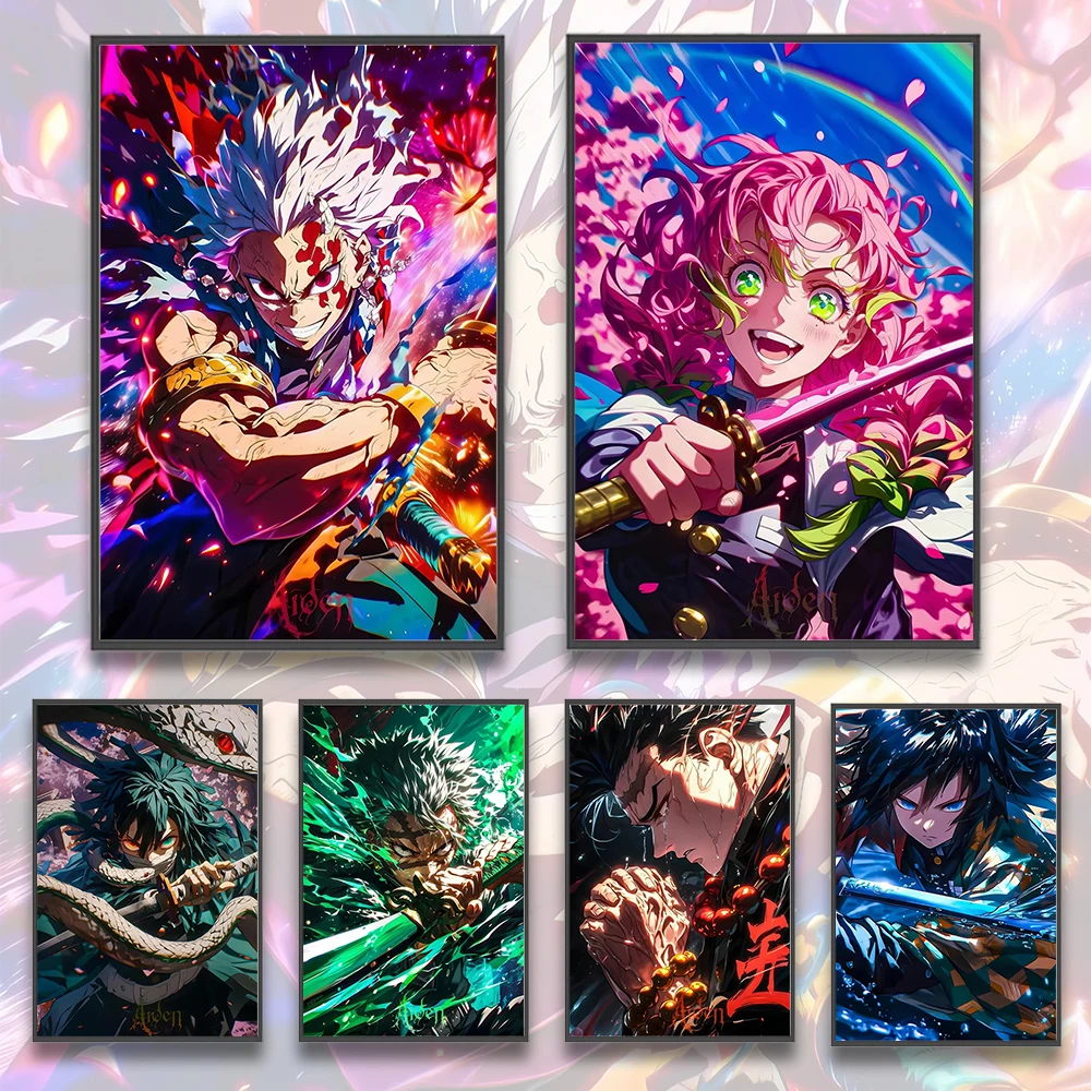 

Demon Slayer Hashira Anime Self-adhesive Poster Home Decoration Painting Art Decor Cartoons Kyoumei Himejima Wallpaper Figures