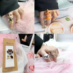 New 3pcs/set Funny Ring Polymer Clay Resin Rings for Girls Animal Jewelry for Women Summer Fashion Travel Jewelry Gifts