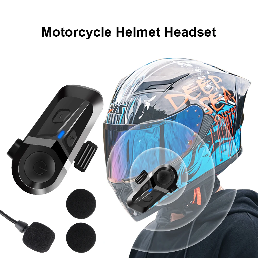 Support 2 Phones Connection Soft/Hard Microphone Wireless Motorcycle Helmet Earphone Bluetooth 5.3 Headset Waterproof L1