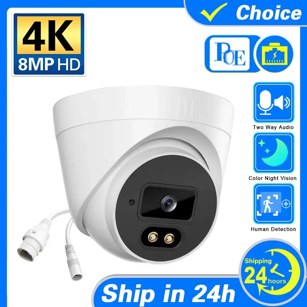 

8MP POE IP Camera UltraHD Outdoor Indoor IP Camera POE With Mic/Audio 8-Megapixel Security Surveillance Cameras 4K Color Night