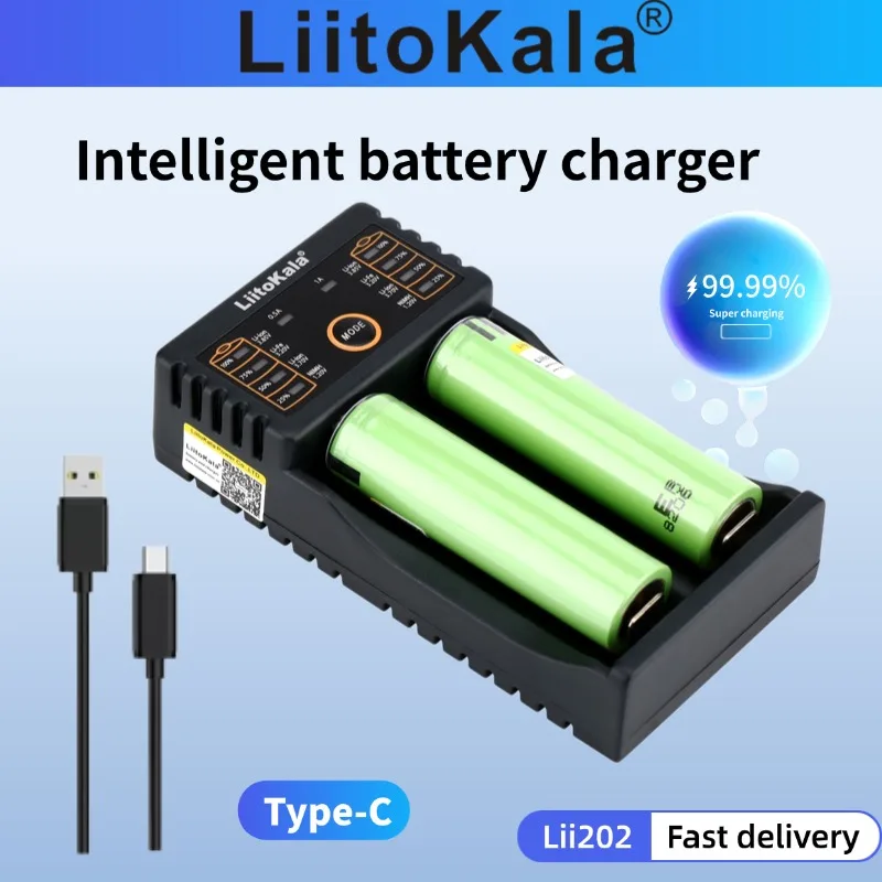 LiitoKala Lii-202 Smart Lithium-Ion Battery Charger for Models 18650 26650 16340 14500 General-Purpose Charger