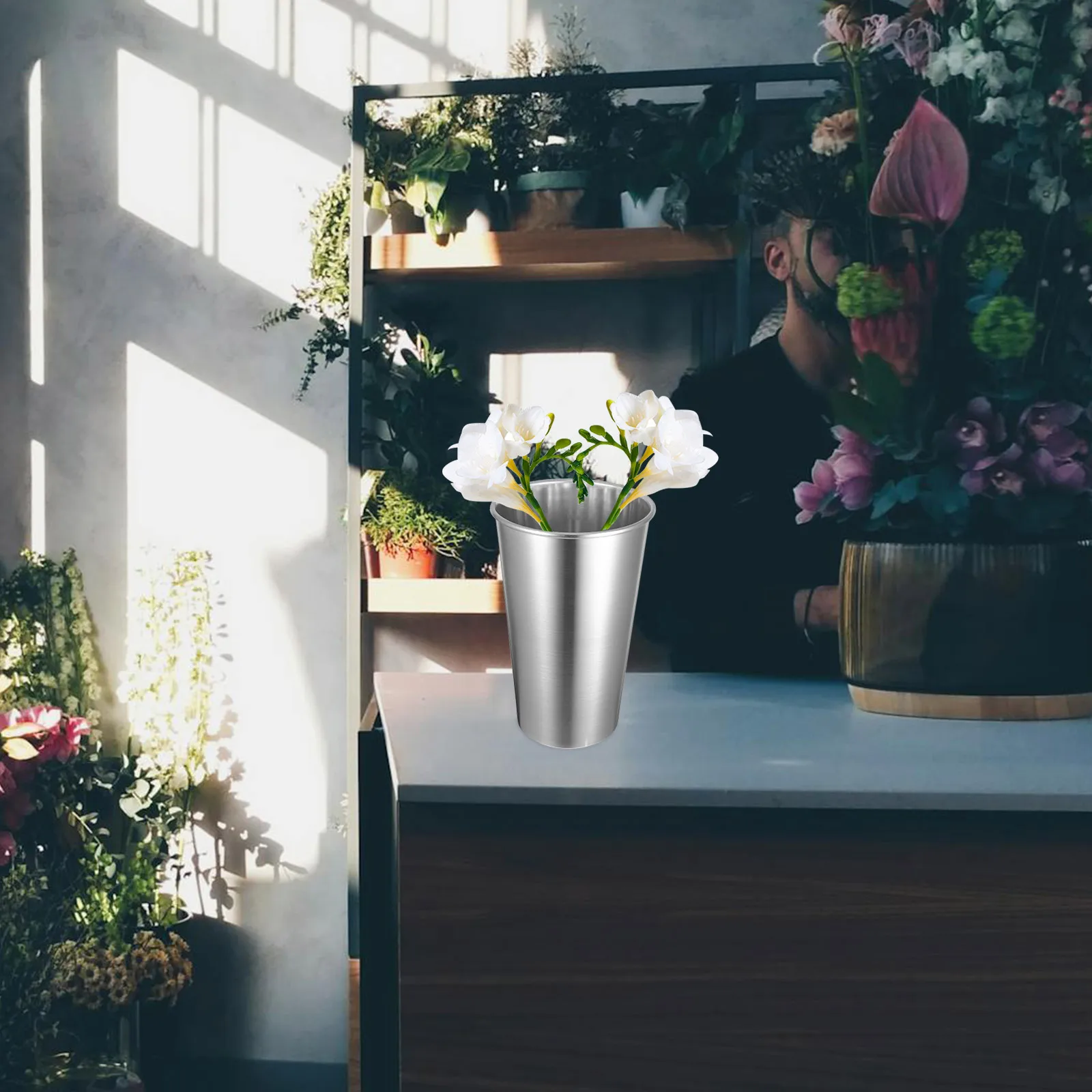 

Aluminum Umbrella Bucket Round Shape Leakproof Design Large Capacity for Home Office Entryway Umbrella Storage Holder Metal