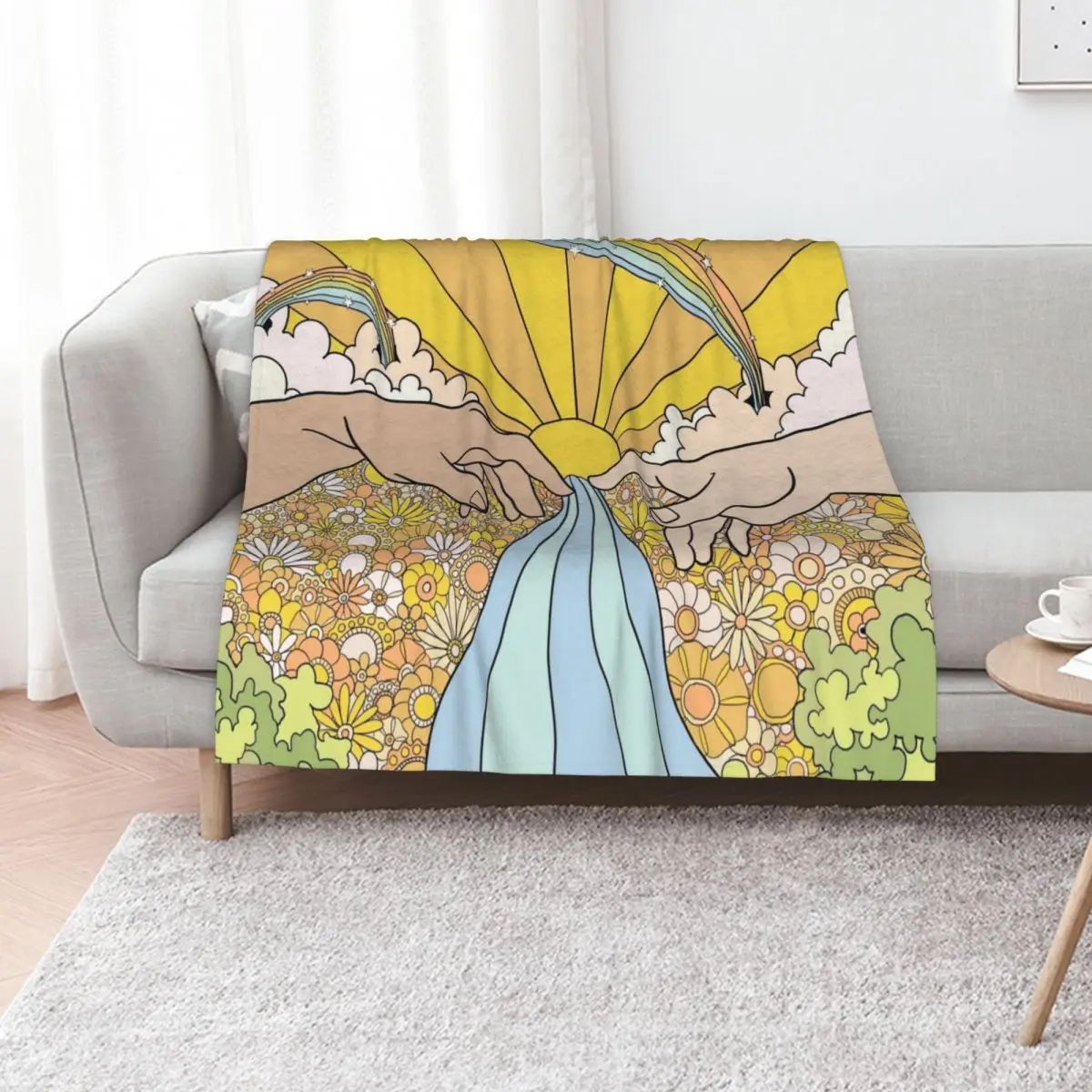 

Groovy Creation of Adam Throw Blanket Vintage Weighted Shaggy Giant Sofa Blankets