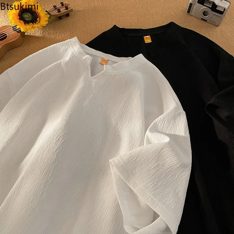 

2025 Ice Silk Short Sleeve T-shirt Men's Summer New Cool Half-sleeved Top Trendy Brand Trend Loose and Versatile Body Shirt Male