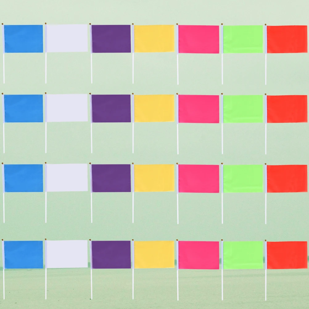 

Small Bunting Flag Hand Held Flags Mini Coloured Five Colors Stick Waving Banner