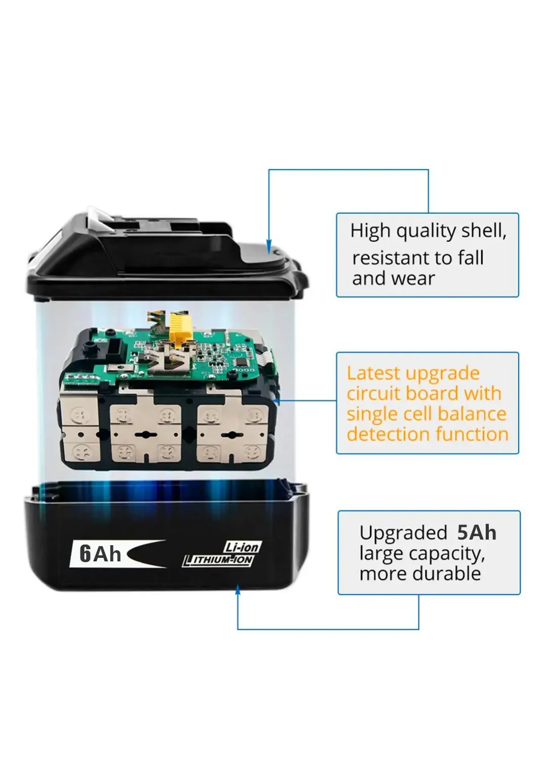 Imagem -03 - Bateria de Íon de Lítio Recarregável com Carregador Bateria Makita 18v 6000mah 8ah Bl1860 Bl1840 Bl1850 Bl1830 Bl1860b Lxt400