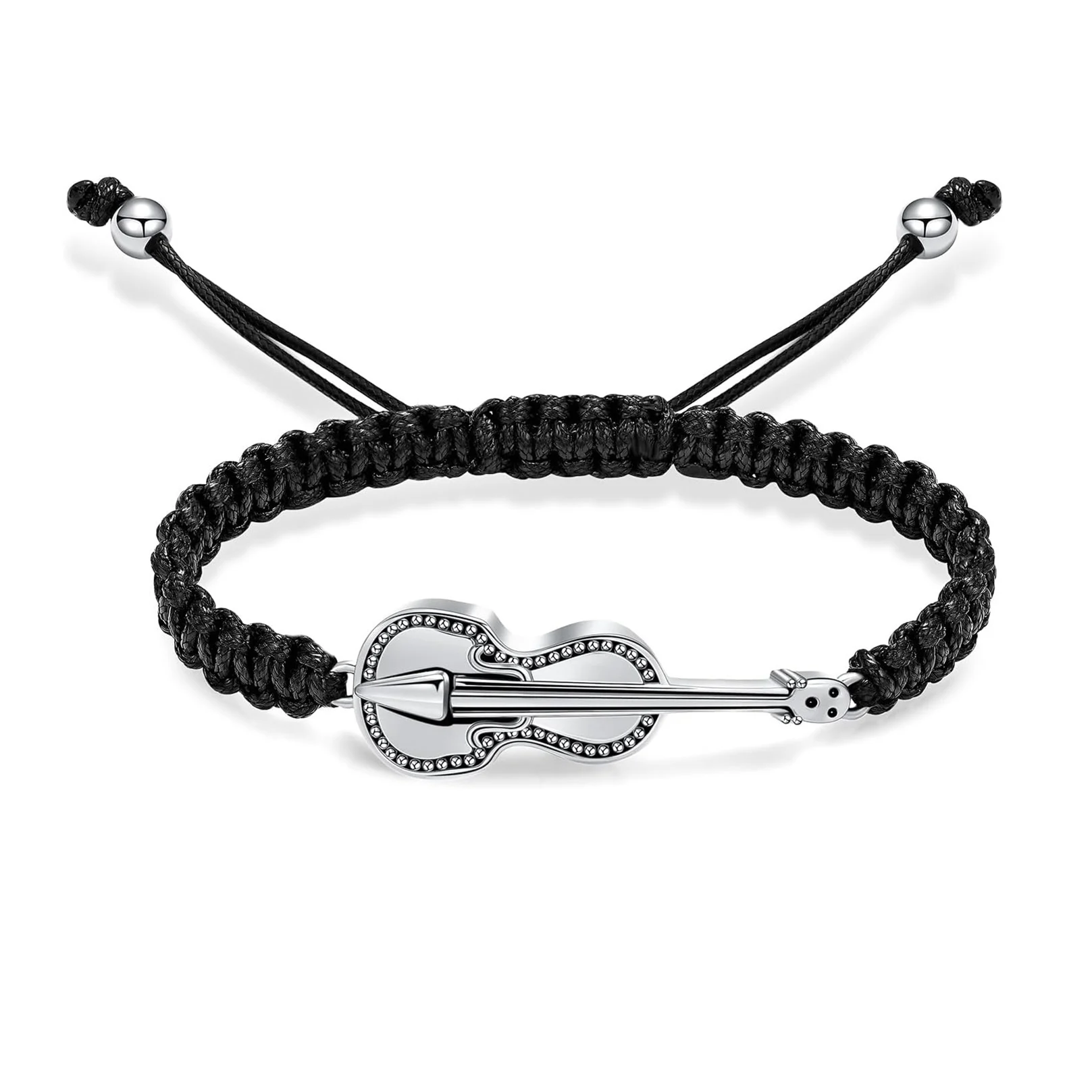 Guitar Shape Cremation Bracelet Chain for Human Ashes Urn Jewelry Memorial Ashes Chain Leather Bracelet