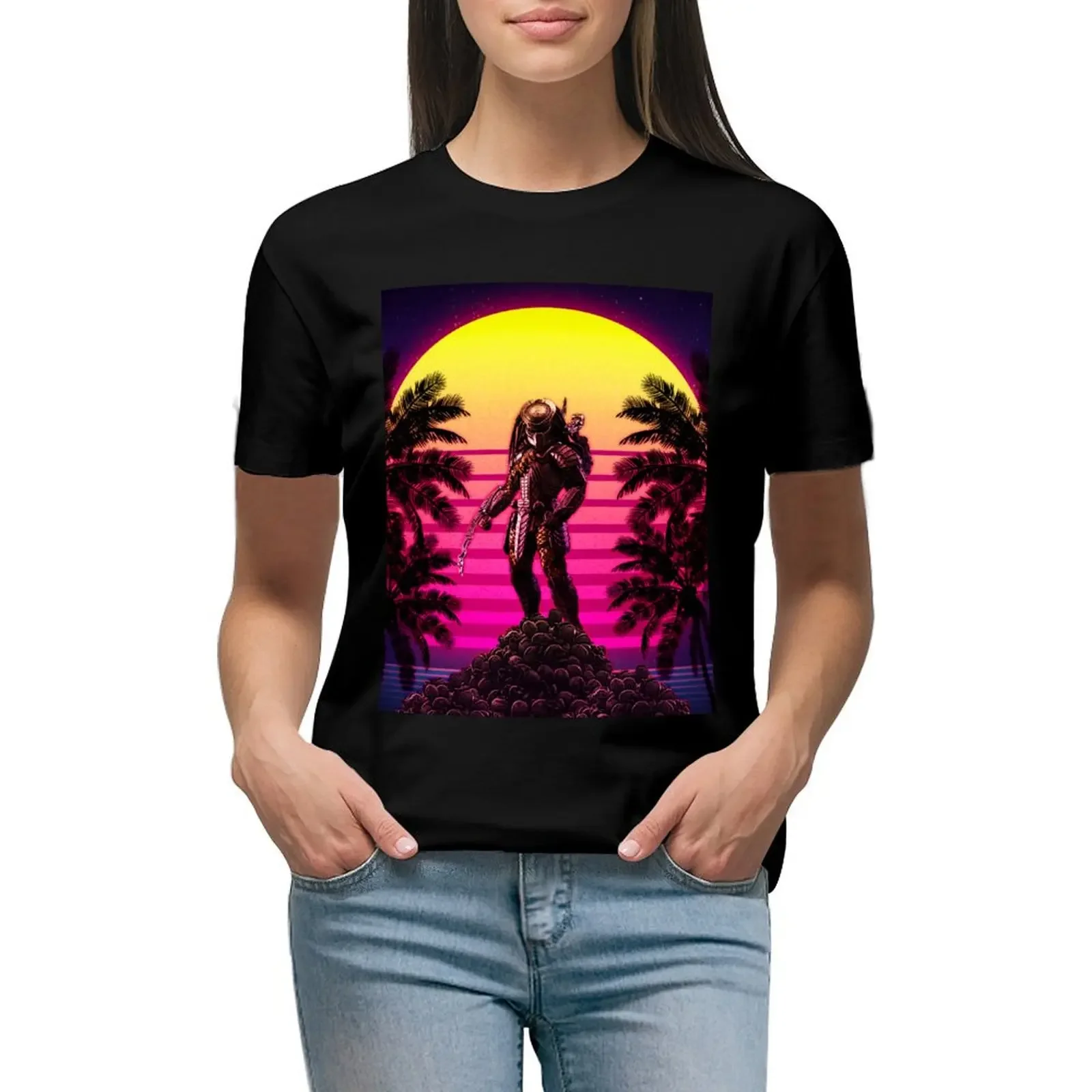 Retro Predator Image T-Shirt female customs design your own t shirts for Women graphic