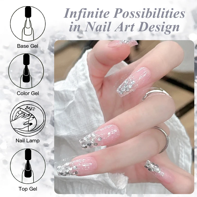 MEET ACROSS 7ml グリッタースパンコール ネイル用品 ジェル 速乾性 簡単に適用 長期的な UV/LED ソークオフ ネイルアート マニキュア ヴェルニ