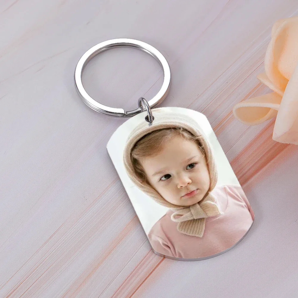 Custom Photo KeyChain Customized Name Photo Gift for Dad Father\'s Day Gifts Personalized Picture Keychain for Car Keys Keyrings