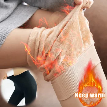 Women's Thicken Seamless Leggings High Waist Winter Warm Polar Fle Velvet Legging Solid All-match Pantyhose Girls Plus Size