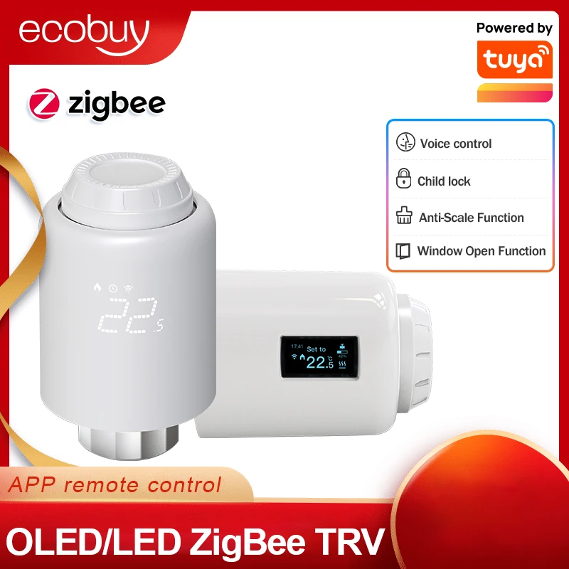 Zigbee Tuya katup Radiator termostatik, TRV hidup pintar Zigbee Gateway pengontrol suhu Digital Alexa Google Alice Home