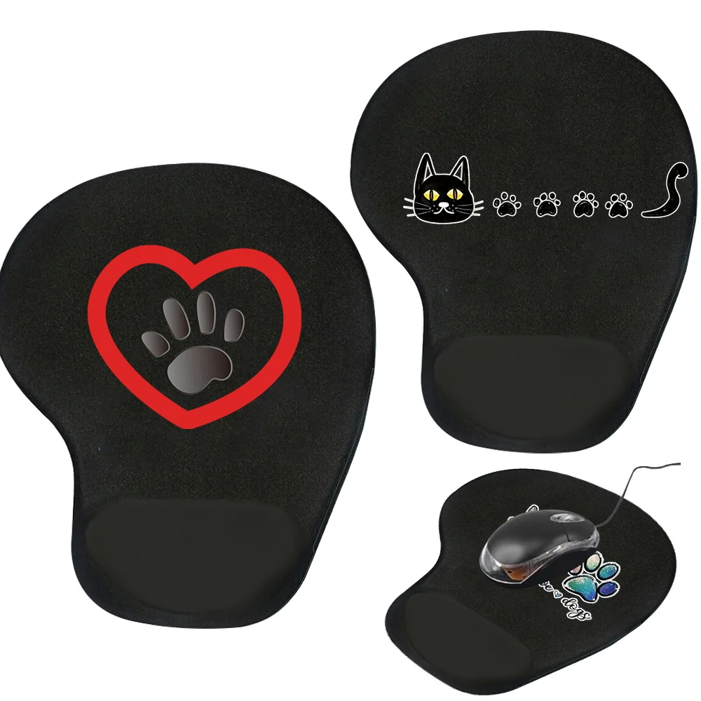 

Black Mouse Pad Non-Slip Base Wrist Rest Pad Footprints Series Ergonomic Mousepad for Typist Office Gaming PC Laptop