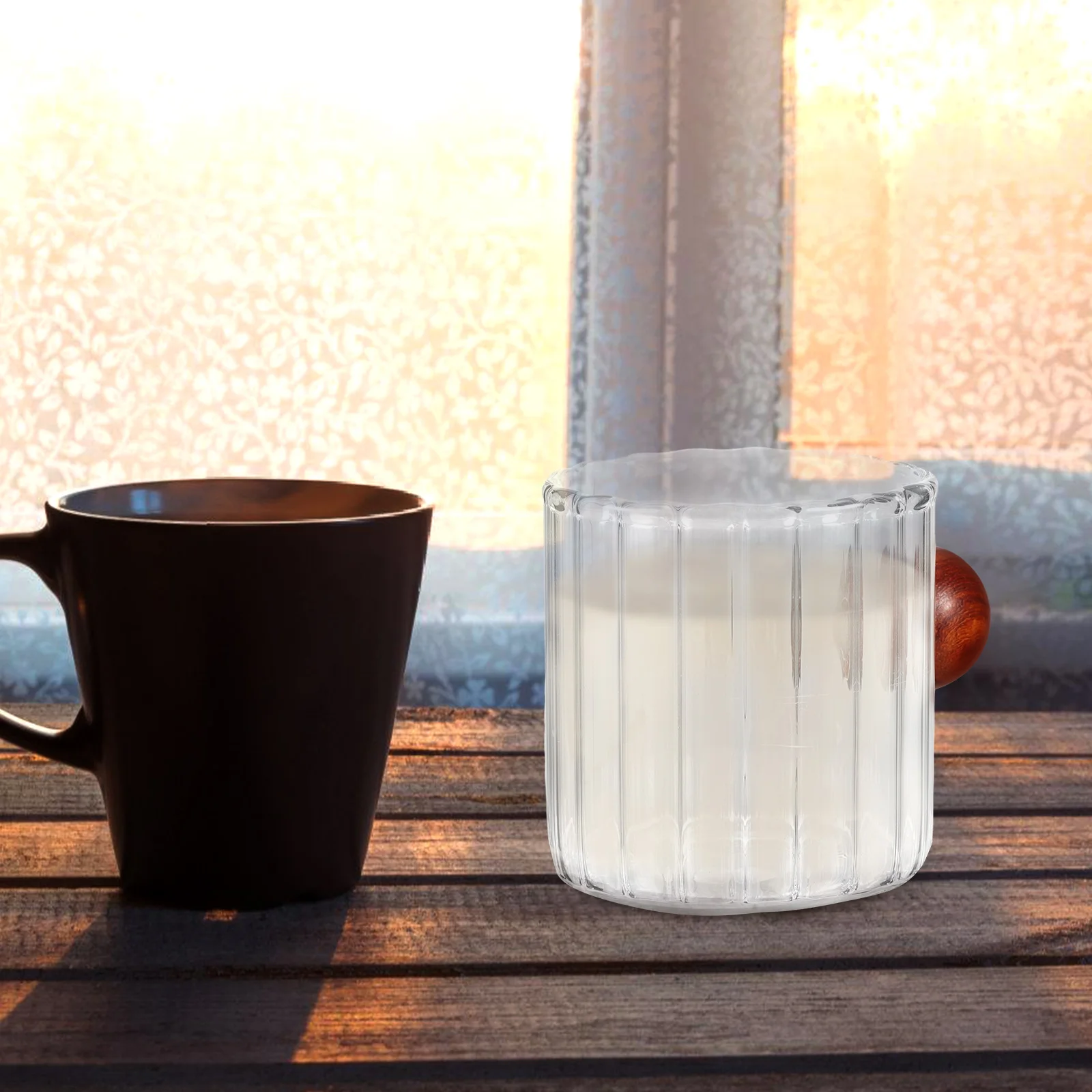 

Glass Milk Cup 90Ml Wood Handle Small Creamer Pitcher Espresso Shot Glass Mini Jug For Coffee Baking Sauce Melting