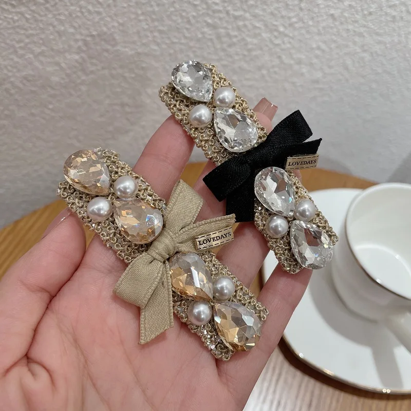 Diamond Gem Stone Barrettes Hair Clips Korea Creative New Design Luxury Quality Hot Sale Crystal Square Hairpins Spring Clips