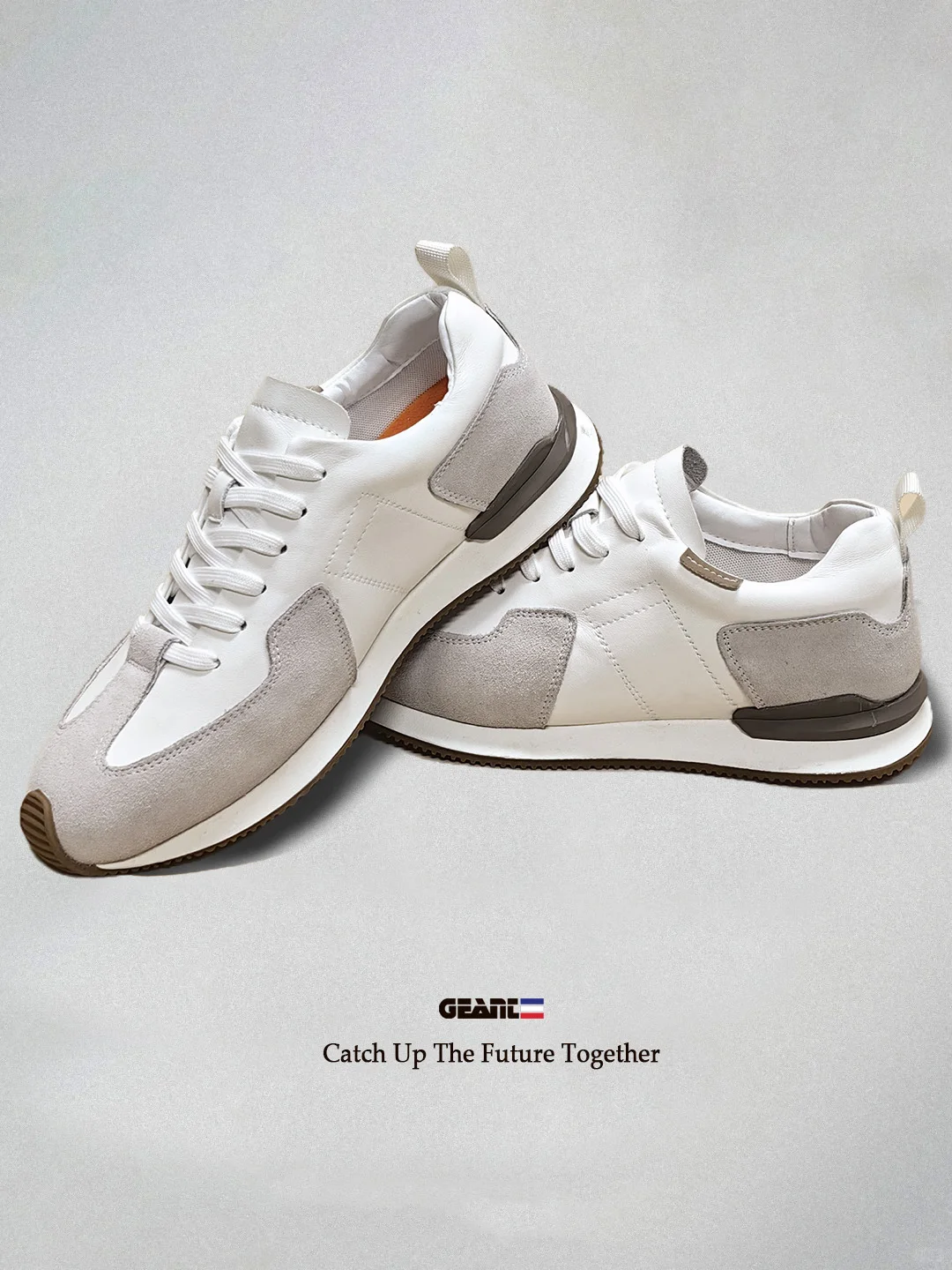 

Giant Top Layer Cowhide Men's Casual Sport oes Faionable Briti Sle White Sneakers Trendy Loers Comfortable Breathable