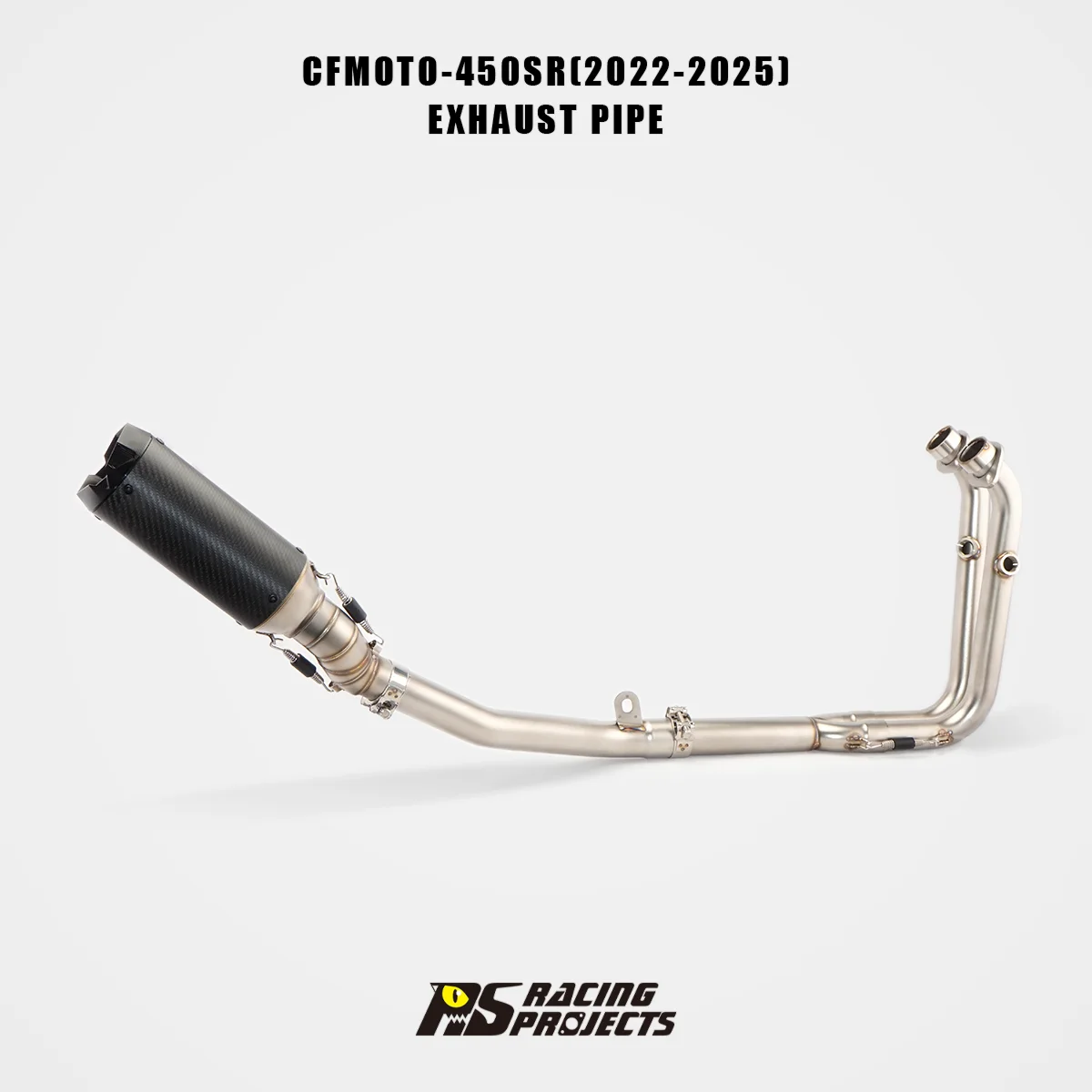 Motorcycle Exhaust System Stainless Steel Front Middle Pipes Long Carbon Fiber Exhaust Muffler For CFMOTO 450NK/450SR