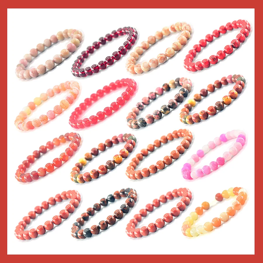 الملونة الحجر الطبيعي سوار النساء الرجال الأزرق الأباتيت اللازورد حبة مجوهرات الأحمر جاسبر مطاطا الإسورة جمشت قوس قزح العقيق #2