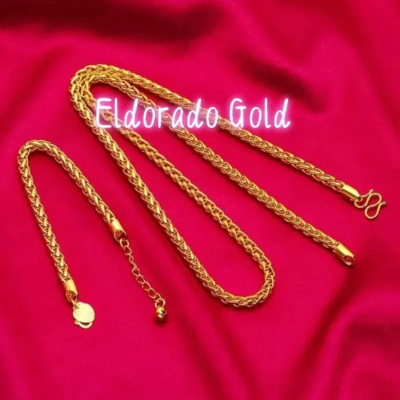 

Золотое ожерелье Eldorado Gold 6 мм для мужчин, 24K (AU999) | Цепочка Liquid Gold, инкрустированная золотом, с элементами Busine