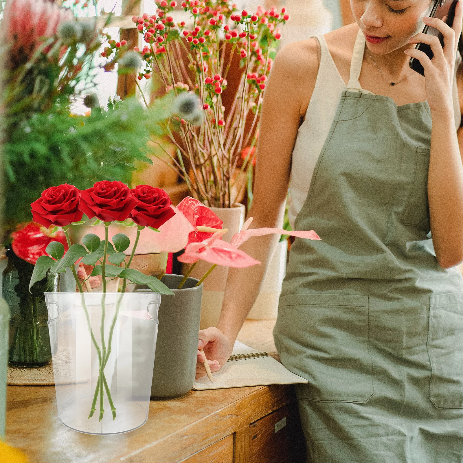 

Clear Flower Bucket Premium Acrylic Transparent Vase For Home Office Decor Modern Farmhouse Centerpiece Indoor Planter