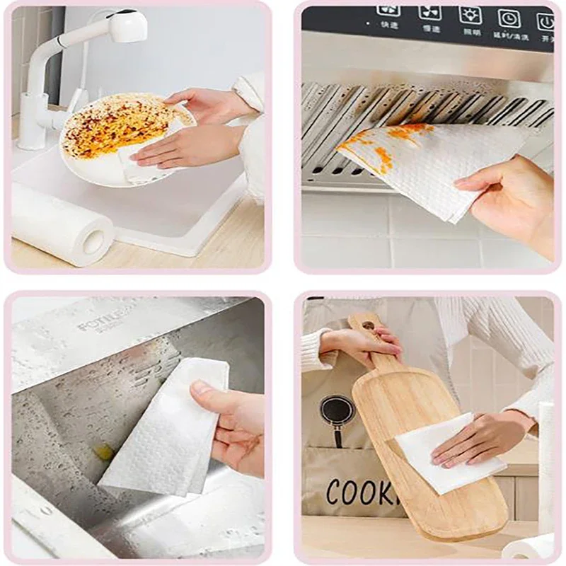 300-50PCS Thickened Disposable Rags Non-Woven Reusable Pots Pans Kitchen Cleaning Cloths Super Absorbent Home Car Scouring Pads