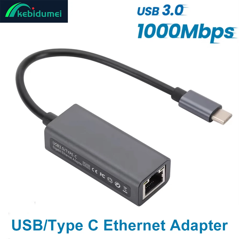 

Kebidumei USB C к Ethernet-адаптеру Гигабитный USB-адаптер из алюминиевого сплава для MacBook Pro Nintendo 1000 Мбит/с Lan RJ45 Сетевая карта