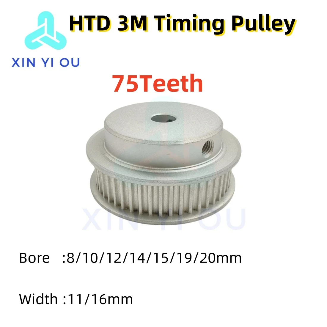 HTD 3M Timing Pulley 75teeth-BF Type Bore 8/10/12/14/15/19/20mm  Belt Width11/16mm3M Synchronous Wheel