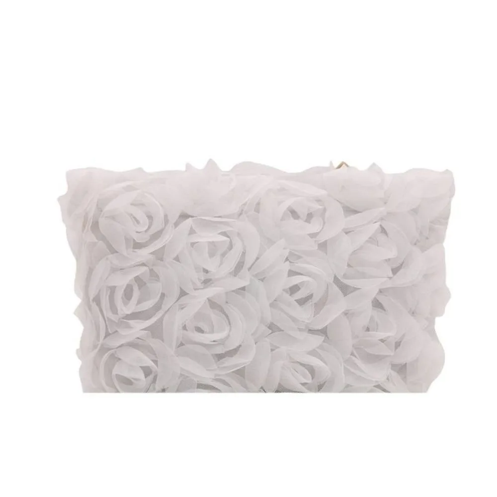 Fashion Large Capacity Makeup Bag Zipper Lace Flowers Cosmetic Pouch Solid Color Women's Handbag Women