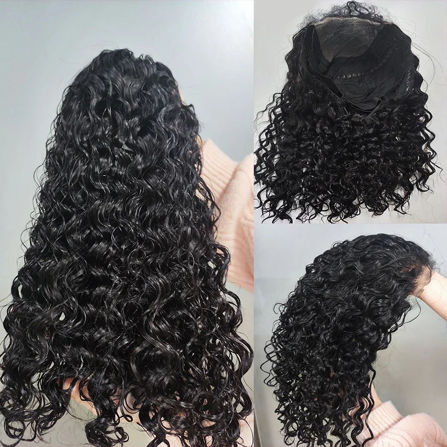 Lijmloze Bob Pruiken Menselijk Haar Water Wave Pruiken 13X4 Lace Frontale Pruik Transparante Braziliaanse Pruiken Te Koop Voorgesneden 4X4 Sluiting Pruik