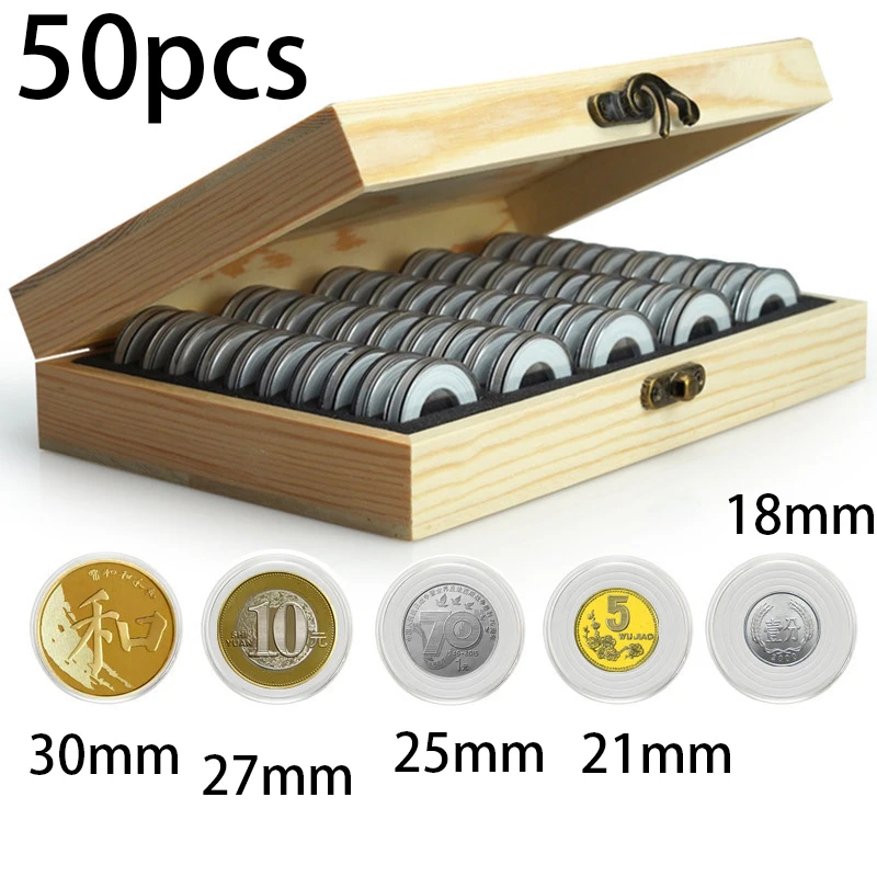 Supplies Coin collection box Accessories Case Display Holder Money Protection Set Storage Wooden 18/21/25/27/30mm