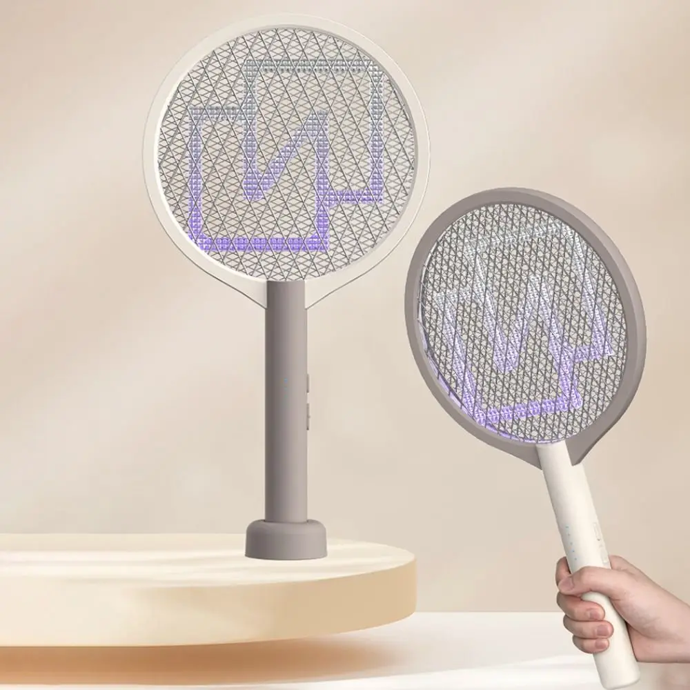 USB Rechargeable Electric Mosquito Swatter Long Battery Life Upright Mosquito Trap Safety Netting Insects Racket Bedroom