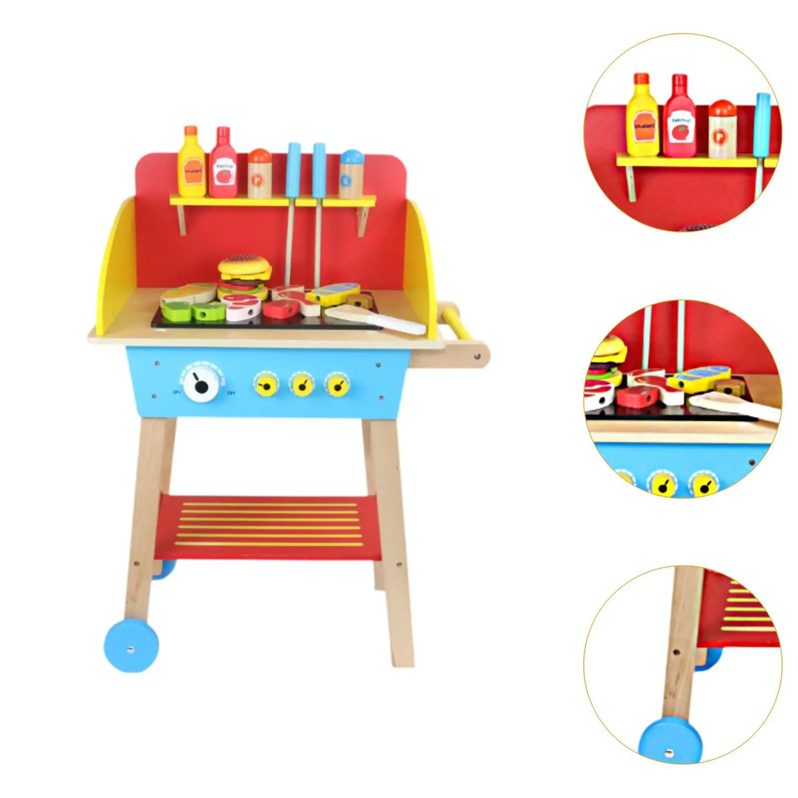 Ensemble de jouets de gril de BBQ pour des enfants, cadeau d'anniversaire, jouet de jeu de pli, simulation avec la nourriture de jeu, outils réalistes de cuisine pour des enfants