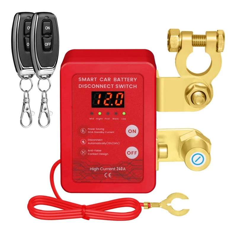 

12V Remote Battery Disconnect Switch With Led Voltage Display Automatic Power Shut Off Switch For Auto-X67A
